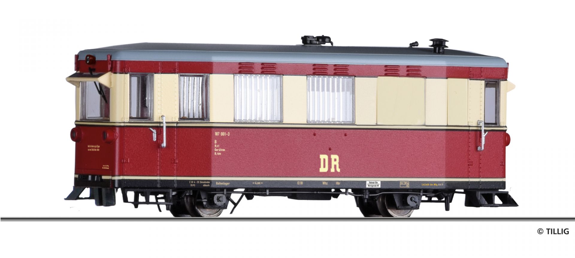 H0e Triebwagen 187 001-3, Hilfsgerätewagen, der DR, Ep.IV