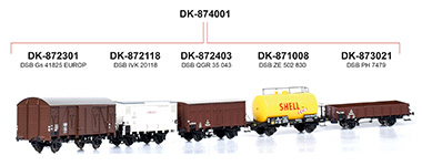H0 - 5-tlg. Güterwagenset, DSB, Ep. III - passend zu Dampflok Litra E 991