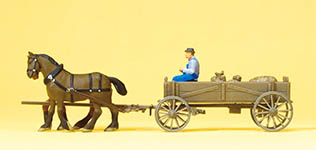 023-30411 - 1:87 - Kastenwagen. Bauer, 2 Pferde,