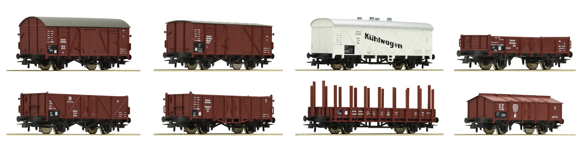 H0 8-tlg. Set Güterwagen der DRG, Ep.II
