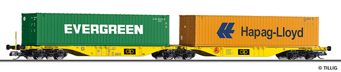 010-18069 - TT Containertragwagen Sggmrs der CLIP INTERMODAL Sp. z.o.o., beladen mit zwei 40‘-Containern, Ep. VI