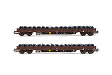 021-HR6484 - H0 - 2 tlg. Flachwagen-Set Typ Res der ÖBB; Ep. V-VI