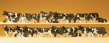 023-14408 - 1:87 - Kühe, schwarz/weiß. 30 Figure