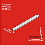 024-HCT9614 - H0 - Bahndamm 600 x 60 mm (8 Stück)<BR>Höhe: 14 mm