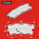 024-HCT9662 - H0 - Bogen Segmente, 1-gleisig (6 Stück)<BR>Radius: 358 mm, 30°
