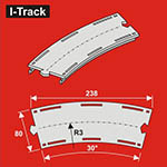 024-HCT9663 - H0 - Bogen-Segmente, 1-gleisig (6 Stück)<BR>Radius: 419,6 mm, 30°