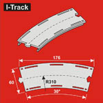 024-HCT9723 - TT - Bogen Segmente, 1-gleisig (6 Stück)<BR>Radius: 310 mm, 30°