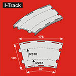 024-HCT9726D - TT - Bogen-Segmente, 2-gleisig (6 Stück)<BR>Radius: 267 mm / 310 mm, 30°