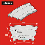 024-HCT9734D - TT - Bogen-Segmente, 2-gleisig (6 Stück)<BR>Radius: 310 mm / 353 mm, 30°