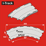 024-HCT9735D - TT - Bogen-Segmente, 2-gleisig (3 Stück)<BR>Radius: 310 mm / 353 mm, 60°