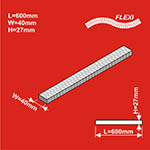 024-HCT9787F - TT - Bahndamm FLEXI 600 x 40 mm (4 Stück)<BR>Höhe: 27 mm