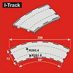 024-HCT9982D - N - Bogen-Segmente, 2-gleisig (3 Stück)<BR>Radius: 261,8 mm / 295,4 mm, 60°