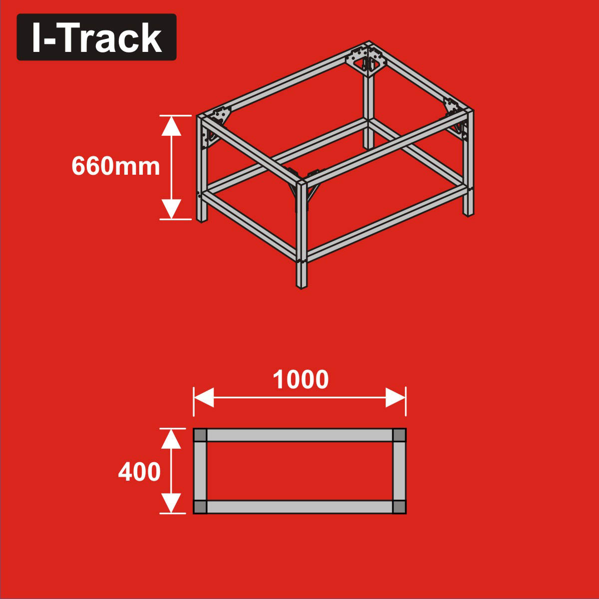 024-HCT9851P - Unterbau für Basisplatten<BR>100 x 40 cm<BR>Höhe: 66 cm