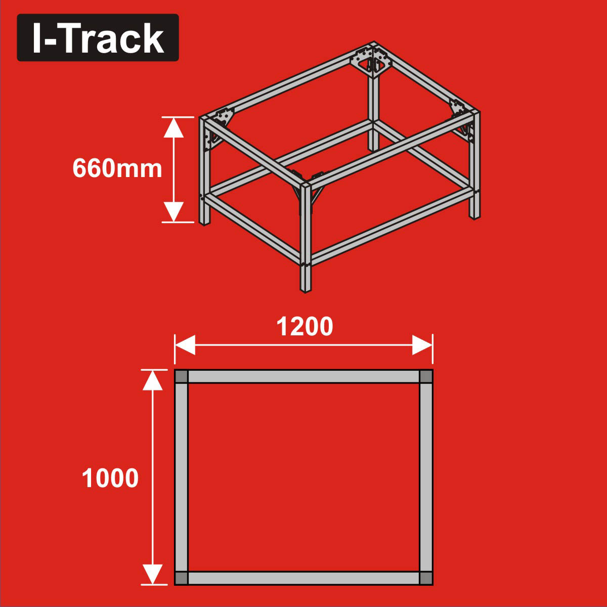 024-HCT9851T - Unterbau für Basisplatten<BR>120 x 100 cm<BR>Höhe: 66 cm