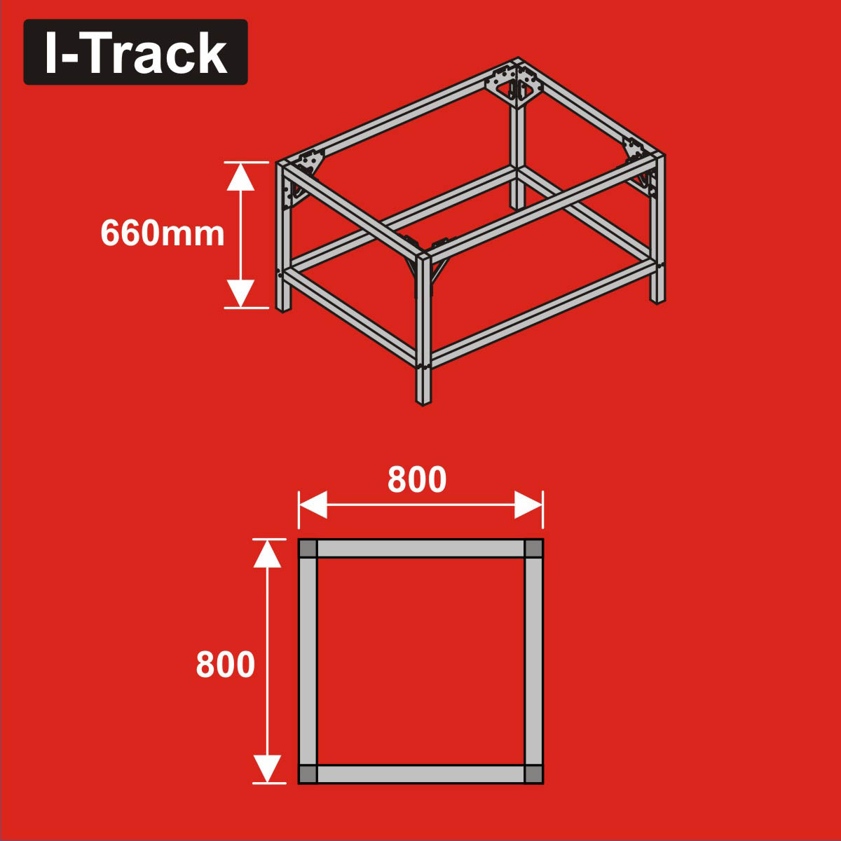 024-HCT9851U - Unterbau für Basisplatten<BR>80 x 80 cm<BR>Höhe: 66 cm