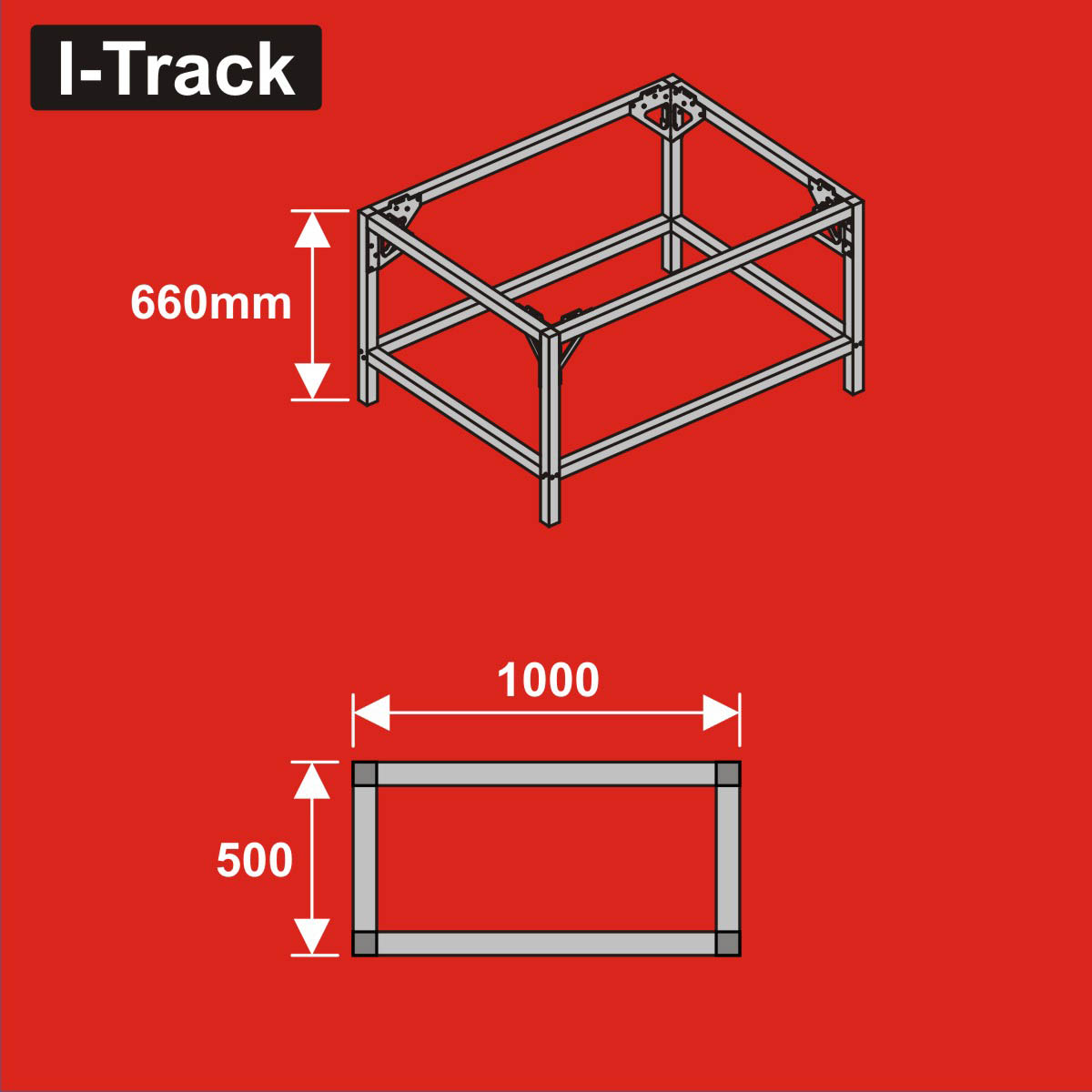 024-HCT9851W - Unterbau für Basisplatten<BR>100 x 50 cm<BR>Höhe: 66 cm