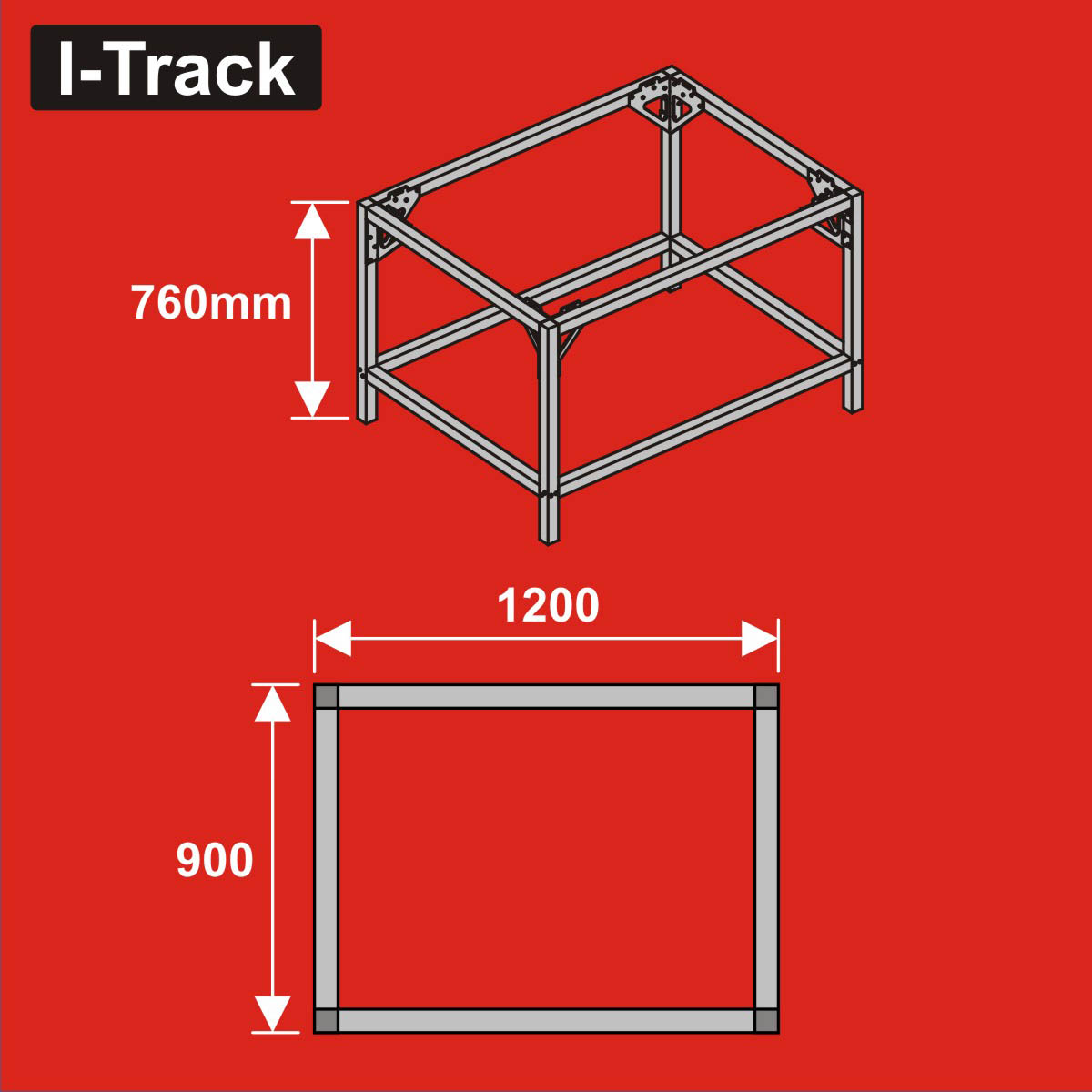 024-HCT9853A - Unterbau für Basisplatten<BR>120 x 90 cm<BR>Höhe: 76 cm