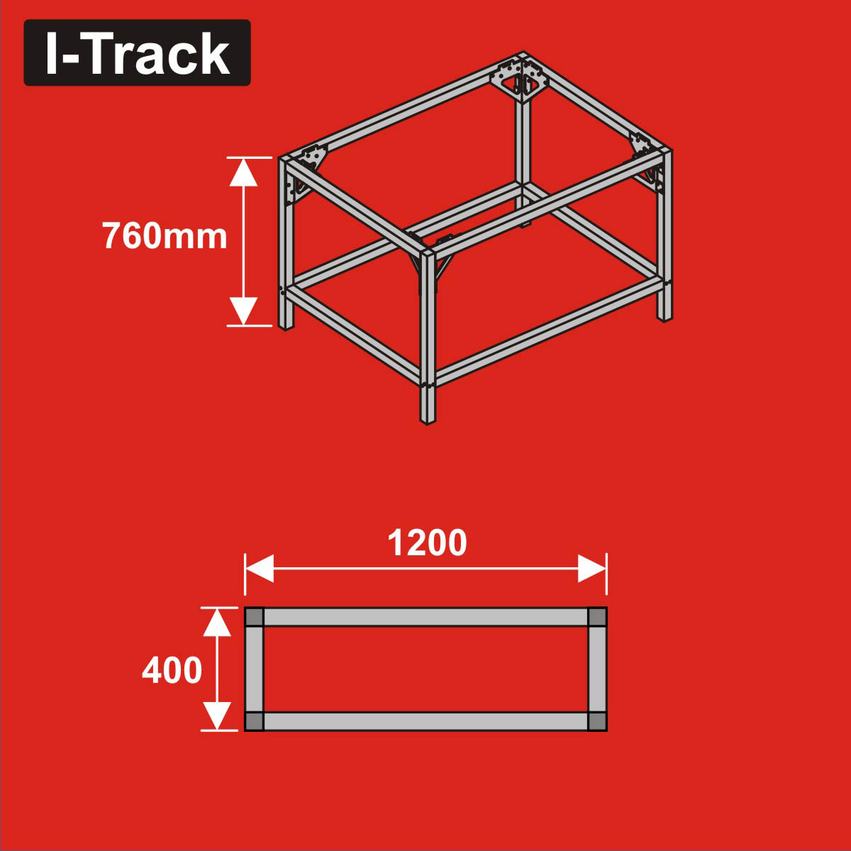 024-HCT9853B - Unterbau für Basisplatten<BR>120 x 40 cm<BR>Höhe: 76 cm