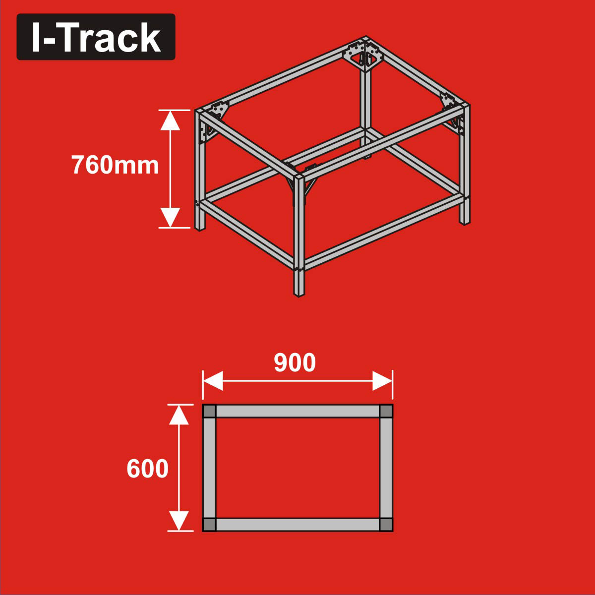 024-HCT9853D - Unterbau für Basisplatten<BR>90 x 76 cm<BR>Höhe: 76 cm