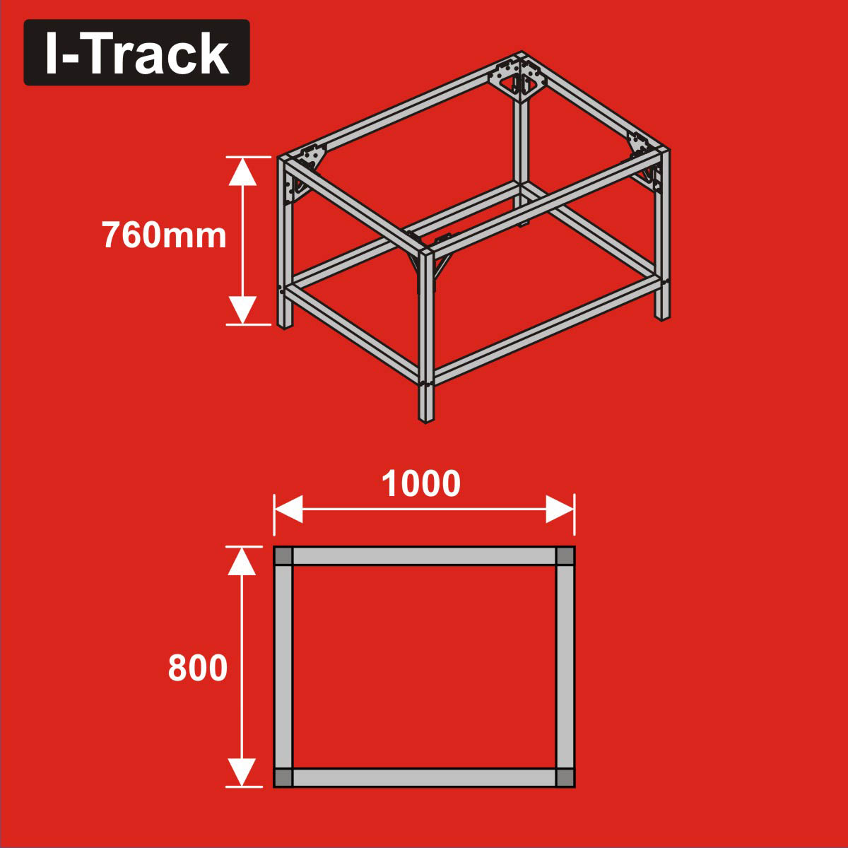 024-HCT9853E - Unterbau für Basisplatten<BR>100 x 80 cm<BR>Höhe: 76 cm