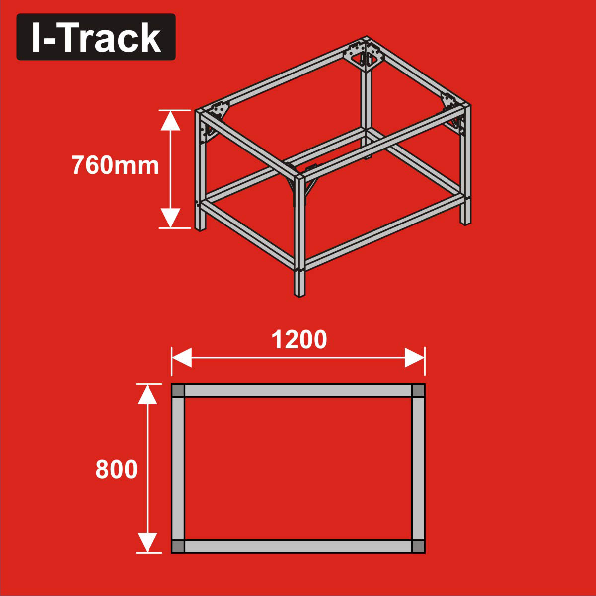 024-HCT9853H - Unterbau für Basisplatten<BR>120 x 80 cm<BR>Höhe: 76 cm