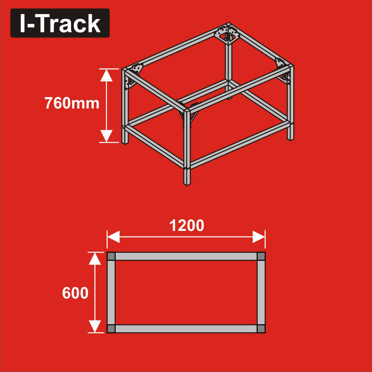 024-HCT9853K - Unterbau für Basisplatten<BR>120 x 76 cm<BR>Höhe: 76 cm