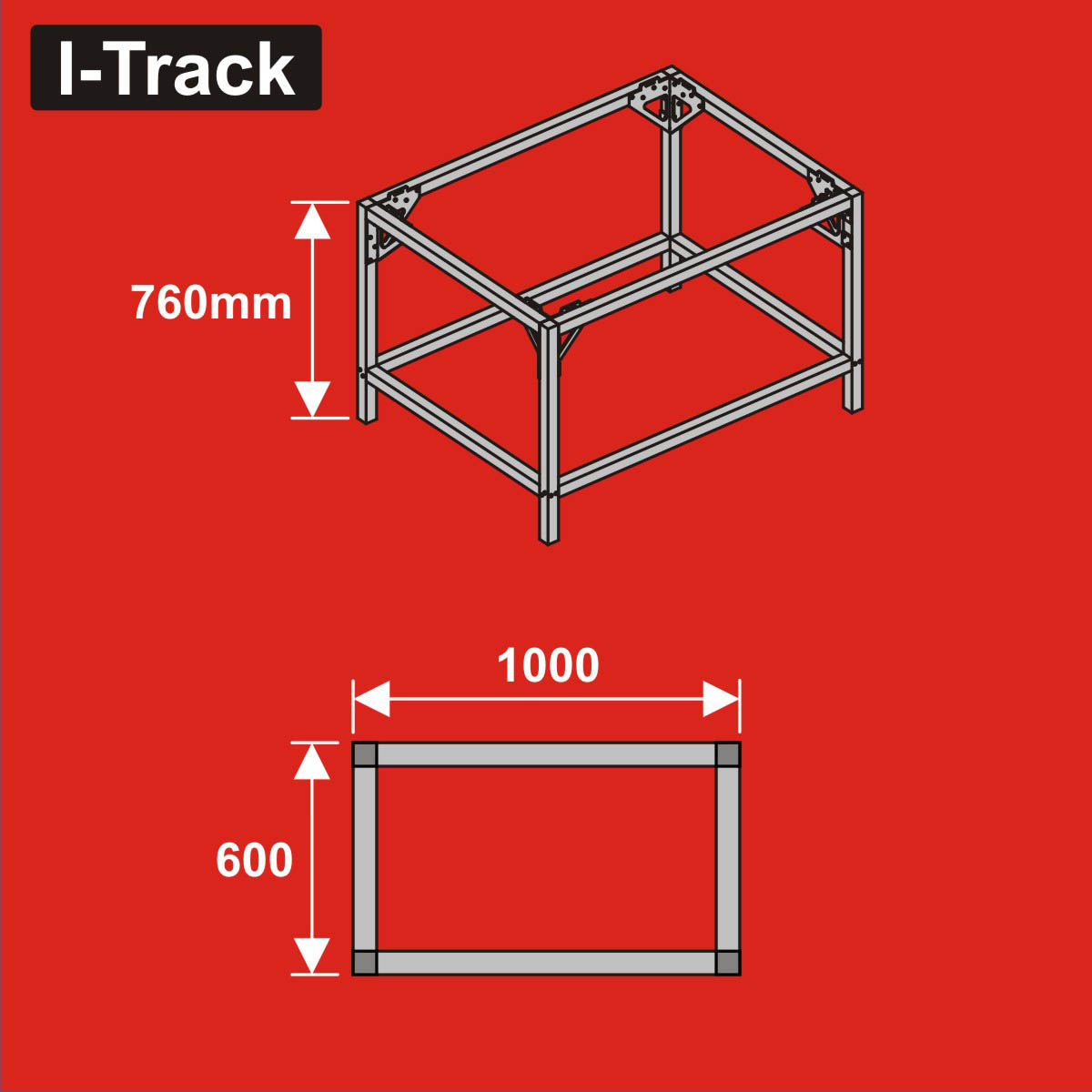 024-HCT9853M - Unterbau für Basisplatten<BR>100 x 76 cm<BR>Höhe: 76 cm