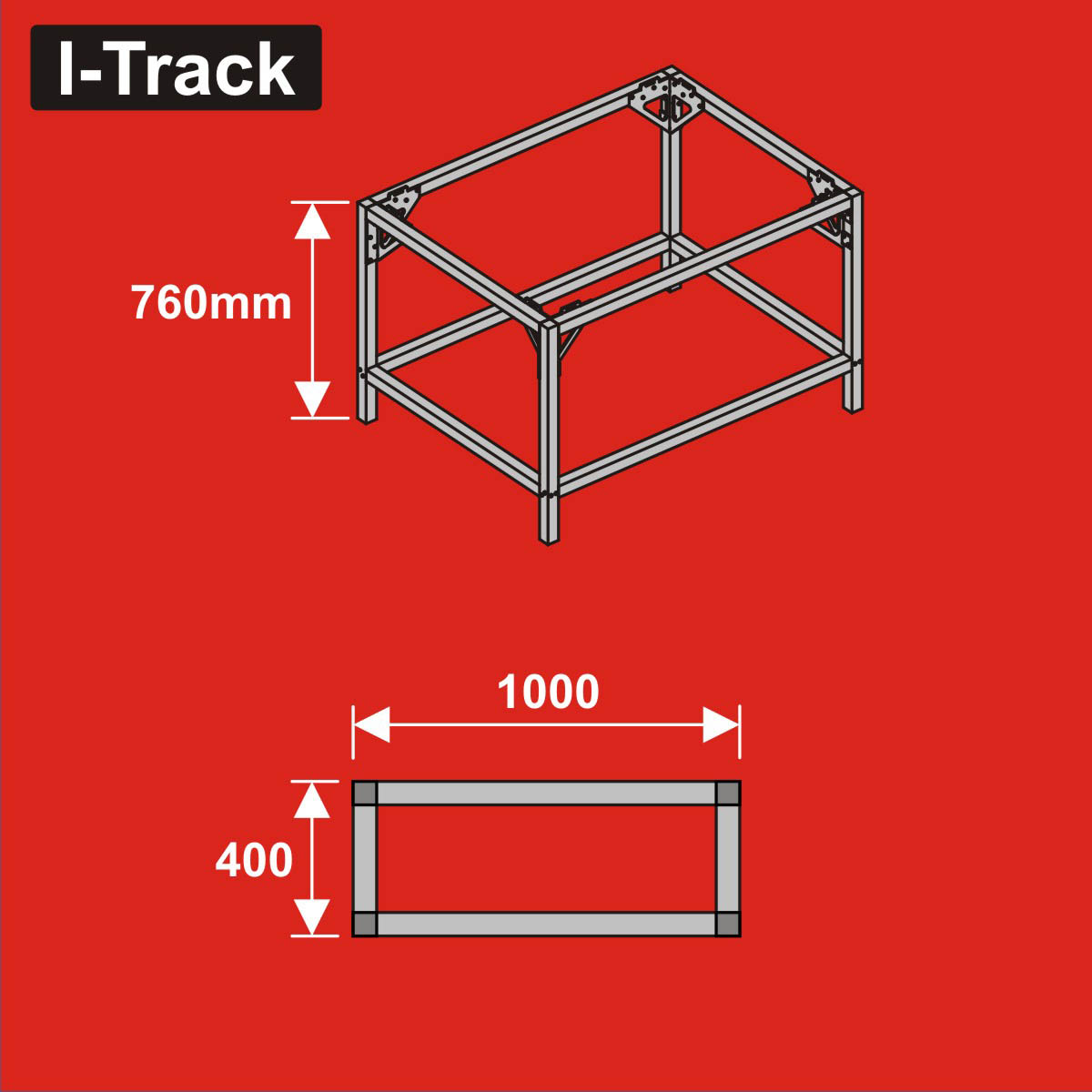 024-HCT9853P - Unterbau für Basisplatten<BR>100 x 40 cm<BR>Höhe: 76 cm