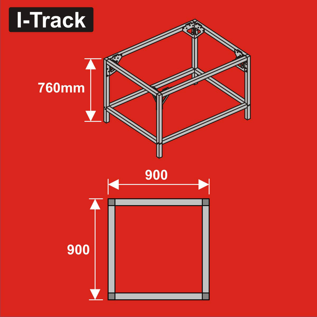 024-HCT9853R - Unterbau für Basisplatten<BR>90 x 90 cm<BR>Höhe: 76 cm