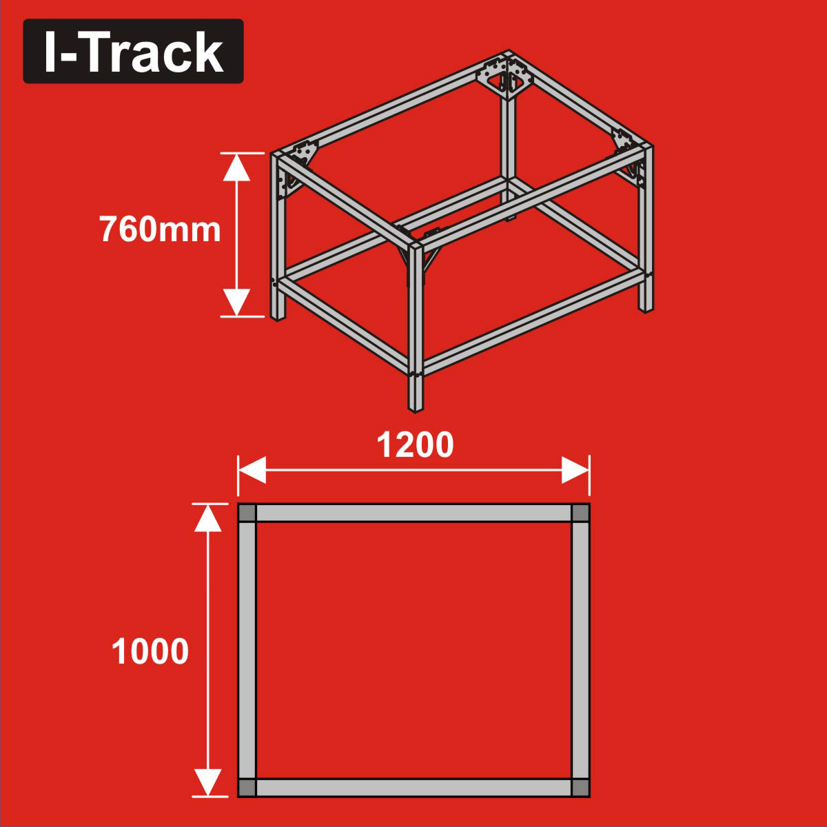 024-HCT9853T - Unterbau für Basisplatten<BR>120 x 100 cm<BR>Höhe: 76 cm
