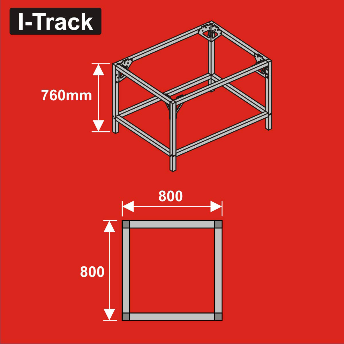 024-HCT9853U - Unterbau für Basisplatten<BR>80 x 80 cm<BR>Höhe: 76 cm