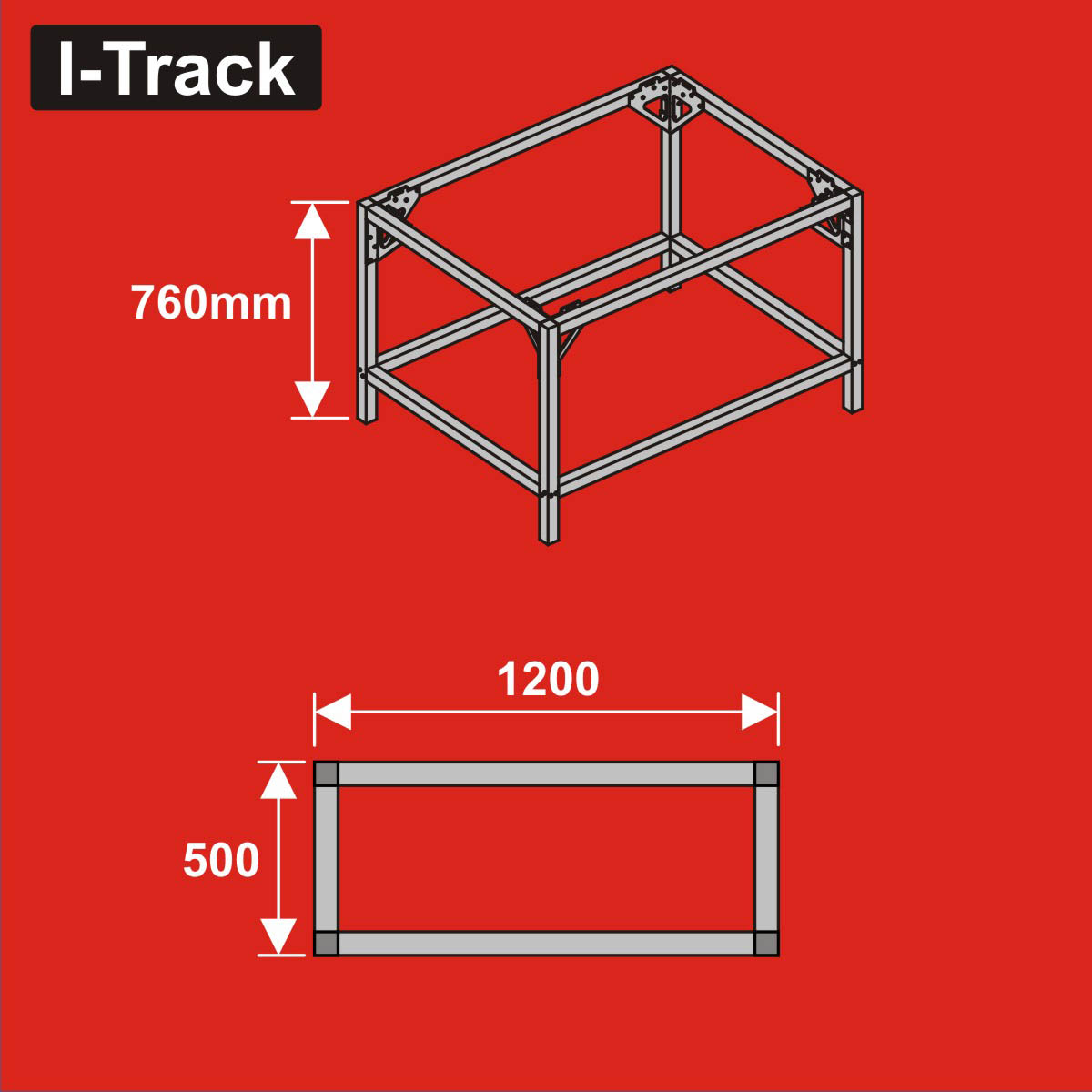 024-HCT9853V - Unterbau für Basisplatten<BR>120 x 50 cm<BR>Höhe: 76 cm