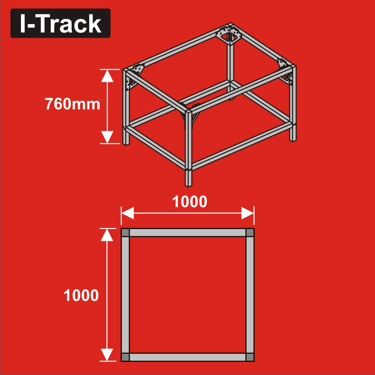 024-HCT9853Y - Unterbau für Basisplatten<BR>100 x 100 cm<BR>Höhe: 76 cm