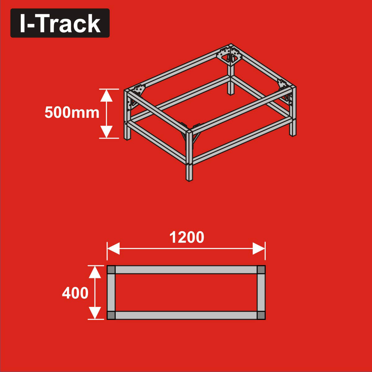 024-HCT9854B - Unterbau für Basisplatten<BR>120 x 40 cm<BR>Höhe: 50 cm