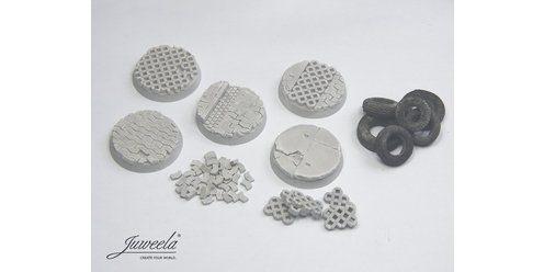 28mm - 1x5 Bases Straßen-Pflaster ø32mm + Zubehör
