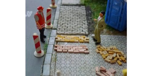 H0 Straßen-/Gehweg-Pflaster rot Mix (2000 Stück)