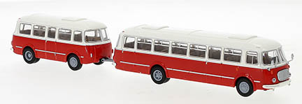 101-58263 - 1:87 - JZS Jelcz 043 Bus mit P-01 Anhänger weiss, rot, 1964