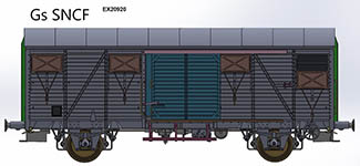 124-EX20920 - H0 - gedeckter Güterwagen Gs Type K Braun der SNCF Ep. III