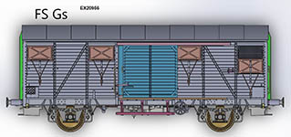 124-EX20956 - H0 - gedeckter Güterwagen Gs EUROP mit Aluminium Luftklappen der FS; Ep. IV