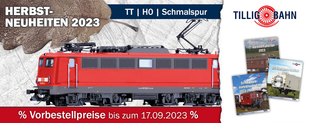 Tillig Modellbahn Herbstneuheiten 2023 für Spur TT, Spur H0 und Schmalspur, sowie TT-Club Modelle 2024 einfach und bequem im mein-MBS Onlineshop vorbestellen und nach Hause liefern lassen.