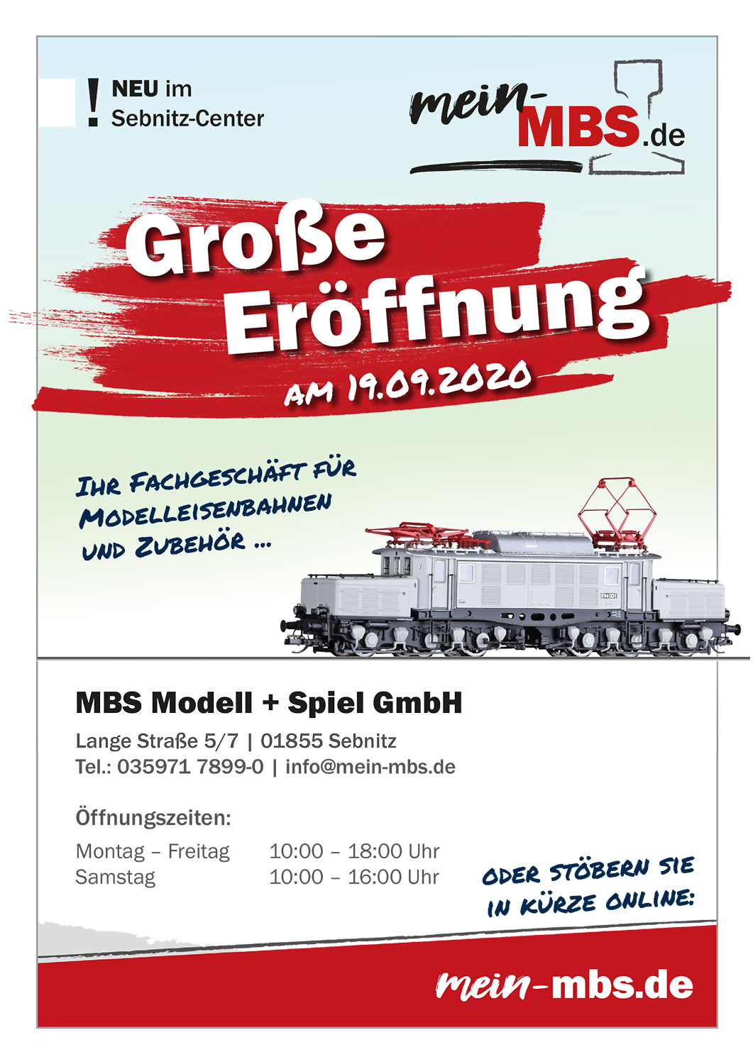 Große Eröffnung am 19.09.21 - Ihr Fachgeschäft für Modelleisenbahnen und Zubehör